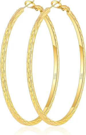 BMMYE Gold Hoop Earrings for Women Lightweight 14K Gold Plated Earrings Hypoallergenic Earrings Big Hoop Earrings for Women 40/50/60/70MM