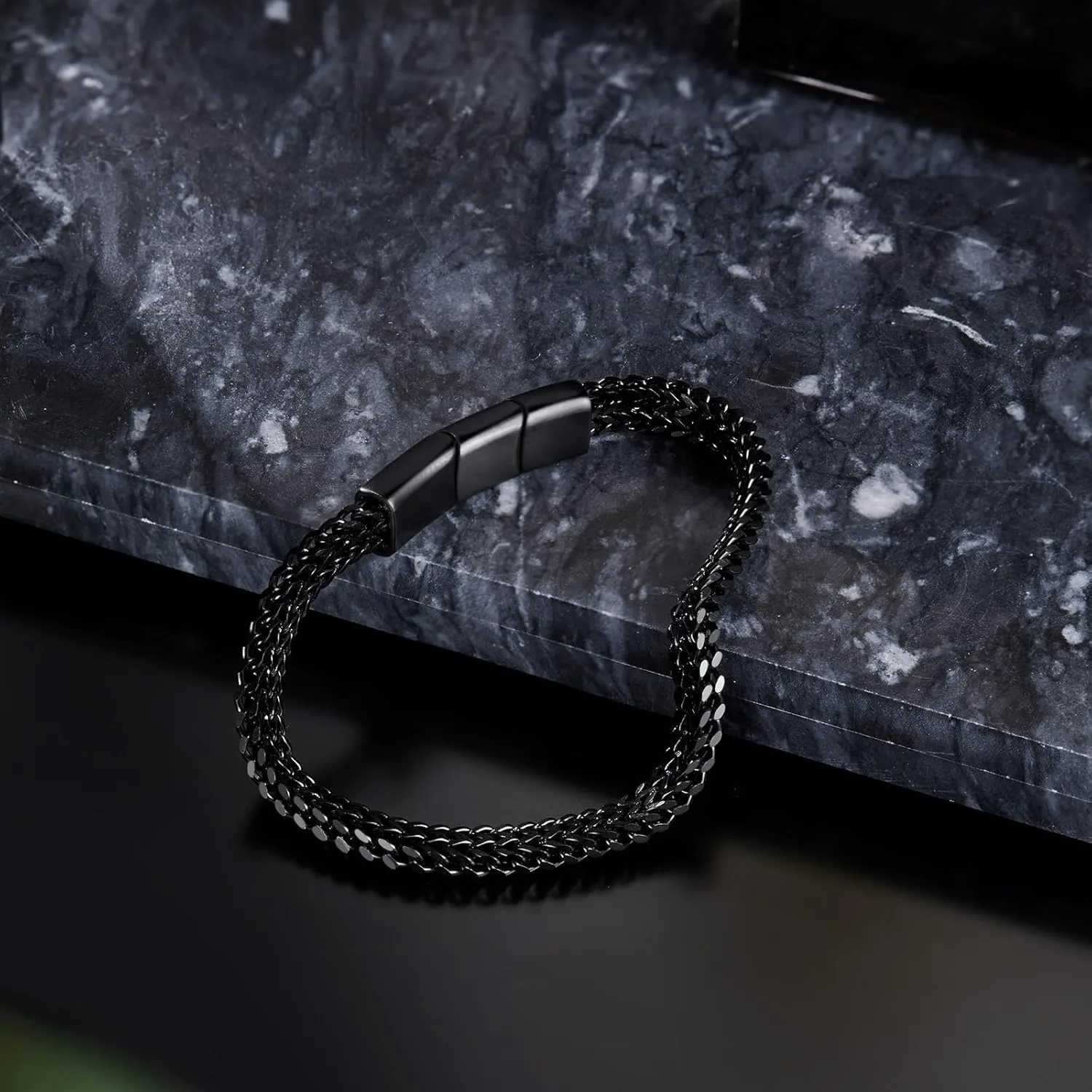 Bracelets for Men-Stainless Steel Magnetic Clasp Franco Chain Mens Bracelet