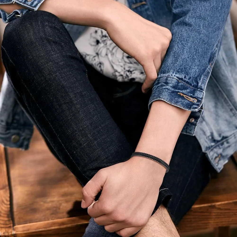 Bracelets for Men-Stainless Steel Magnetic Clasp Franco Chain Mens Bracelet