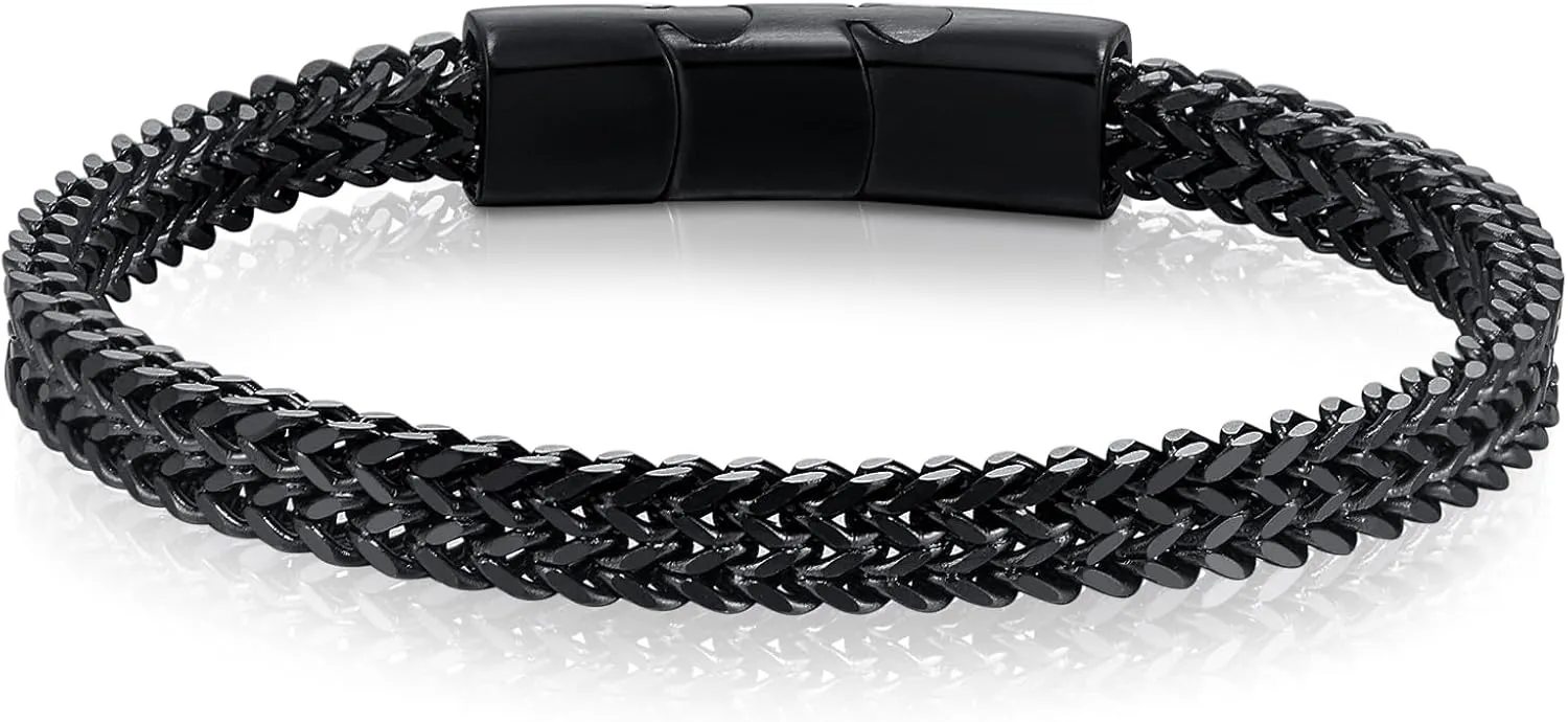 Bracelets for Men-Stainless Steel Magnetic Clasp Franco Chain Mens Bracelet