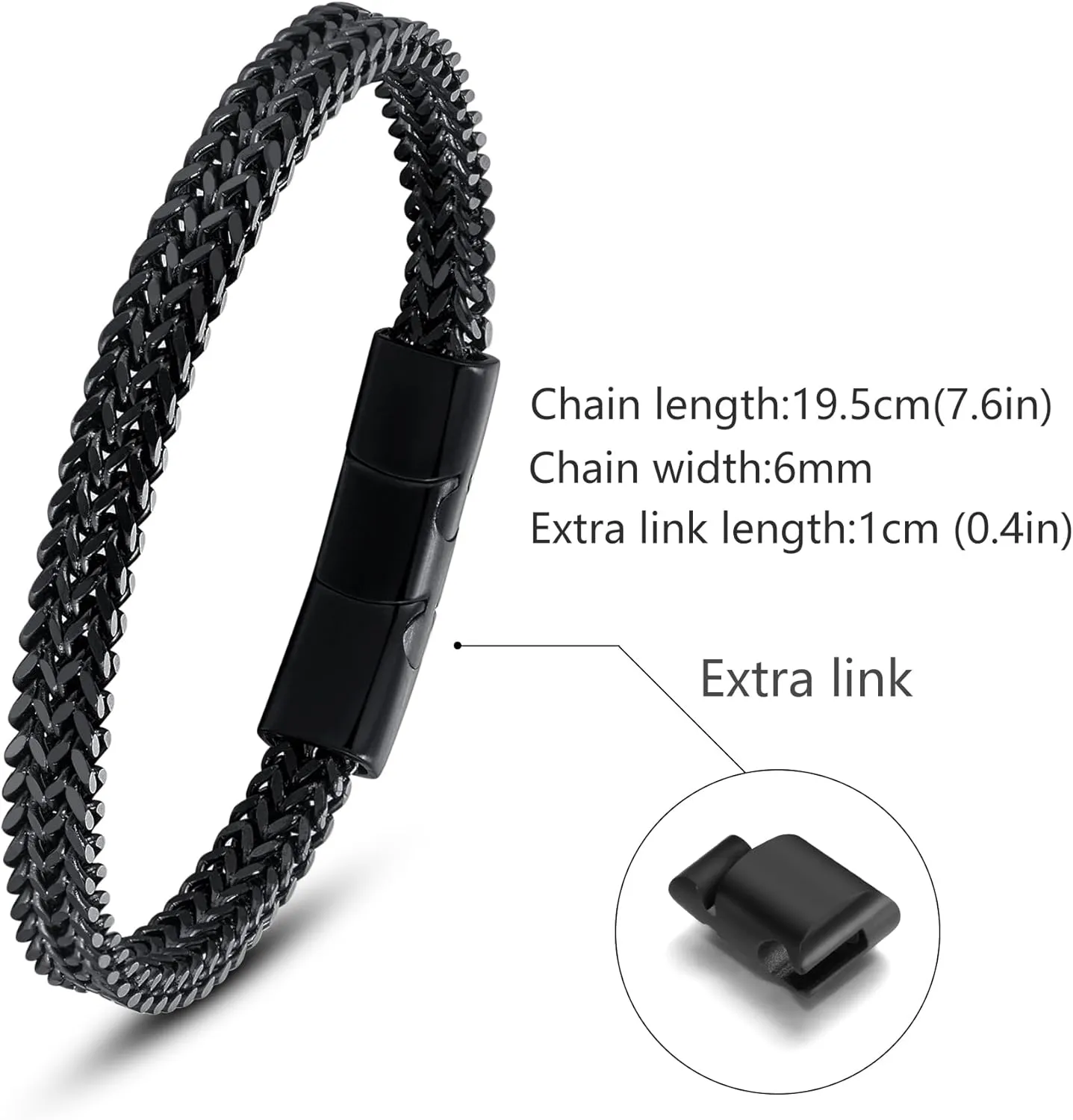 Bracelets for Men-Stainless Steel Magnetic Clasp Franco Chain Mens Bracelet