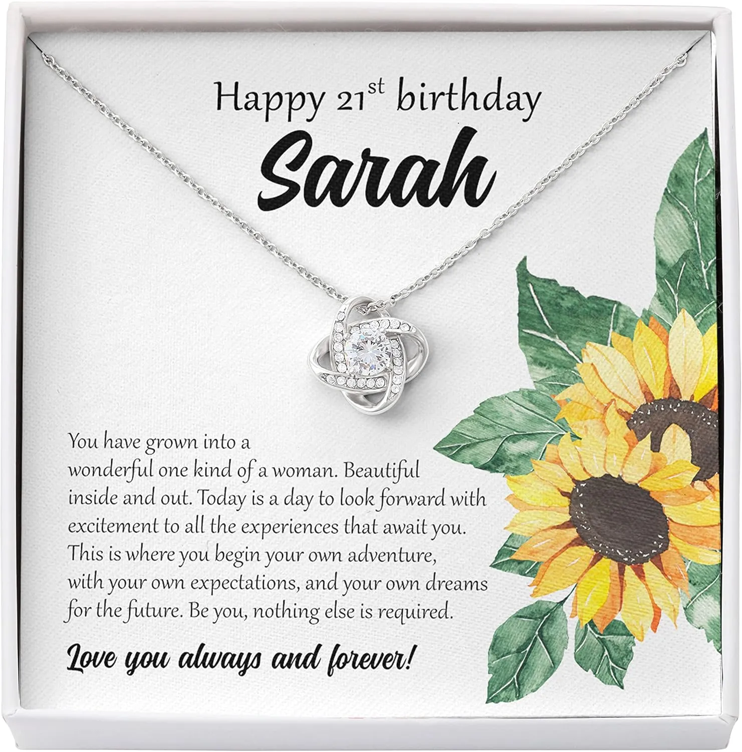 Bubble Hugs Personalized 21st Birthday Necklace Silver Plated - Happy 21st Birthday - Custom Name Twenties Bday Girl Daughter Bestie