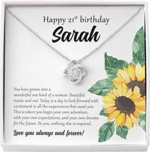 Bubble Hugs Personalized 21st Birthday Necklace Silver Plated - Happy 21st Birthday - Custom Name Twenties Bday Girl Daughter Bestie