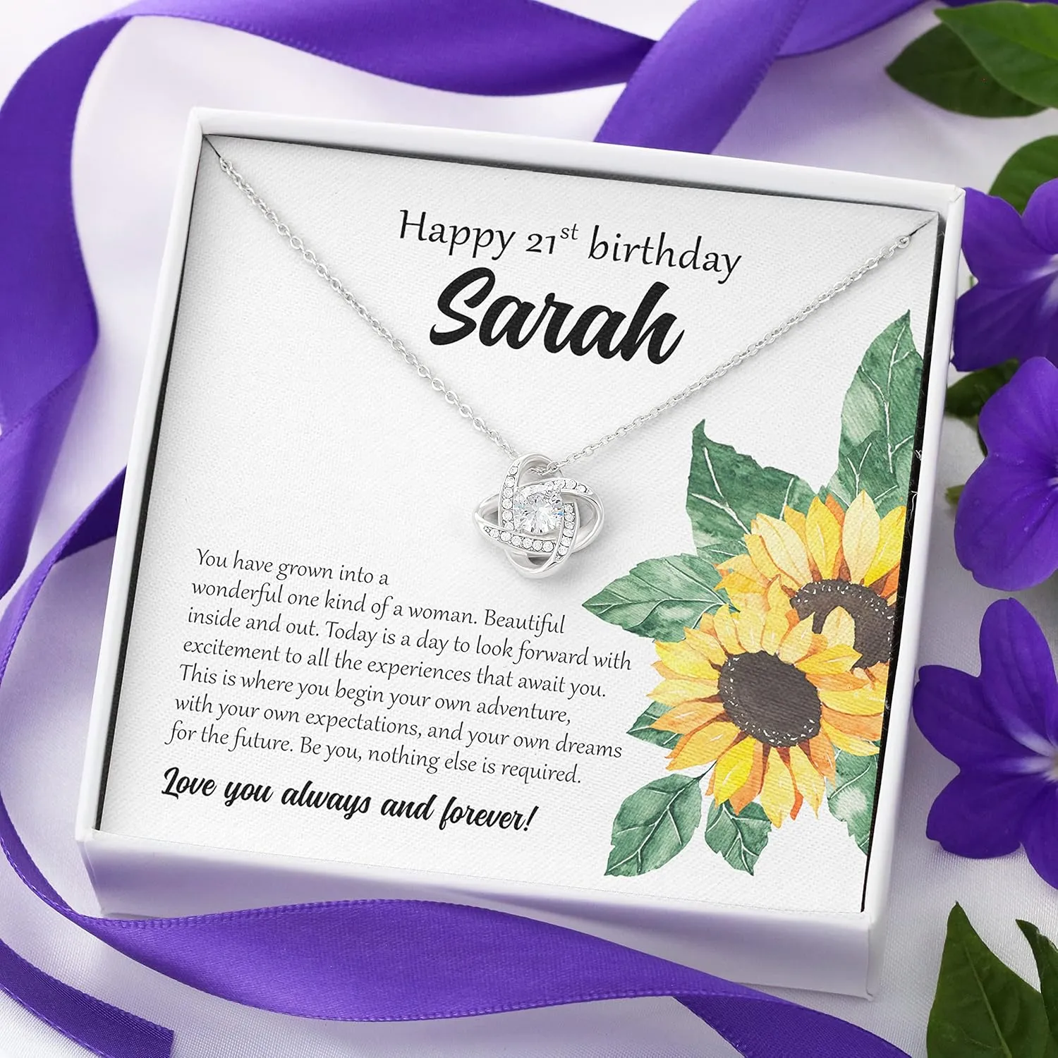Bubble Hugs Personalized 21st Birthday Necklace Silver Plated - Happy 21st Birthday - Custom Name Twenties Bday Girl Daughter Bestie