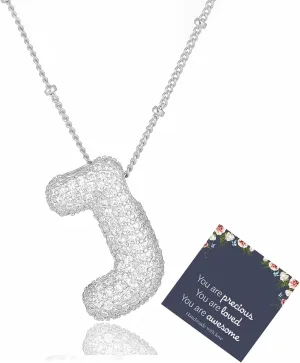 Bubble Letter Necklace for Women Dainty Balloon Initial Necklaces Cubic Zirconia Alphabet Name Pendant Necklace Personalized Jewelry Gifts