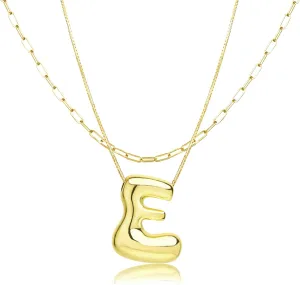 Bubble Letter Necklace Gold for Women,14K Gold Plated Initial Necklaces for Women,Dainty Layered Gold Bubble Letter Necklace Birthday Gifts for Women