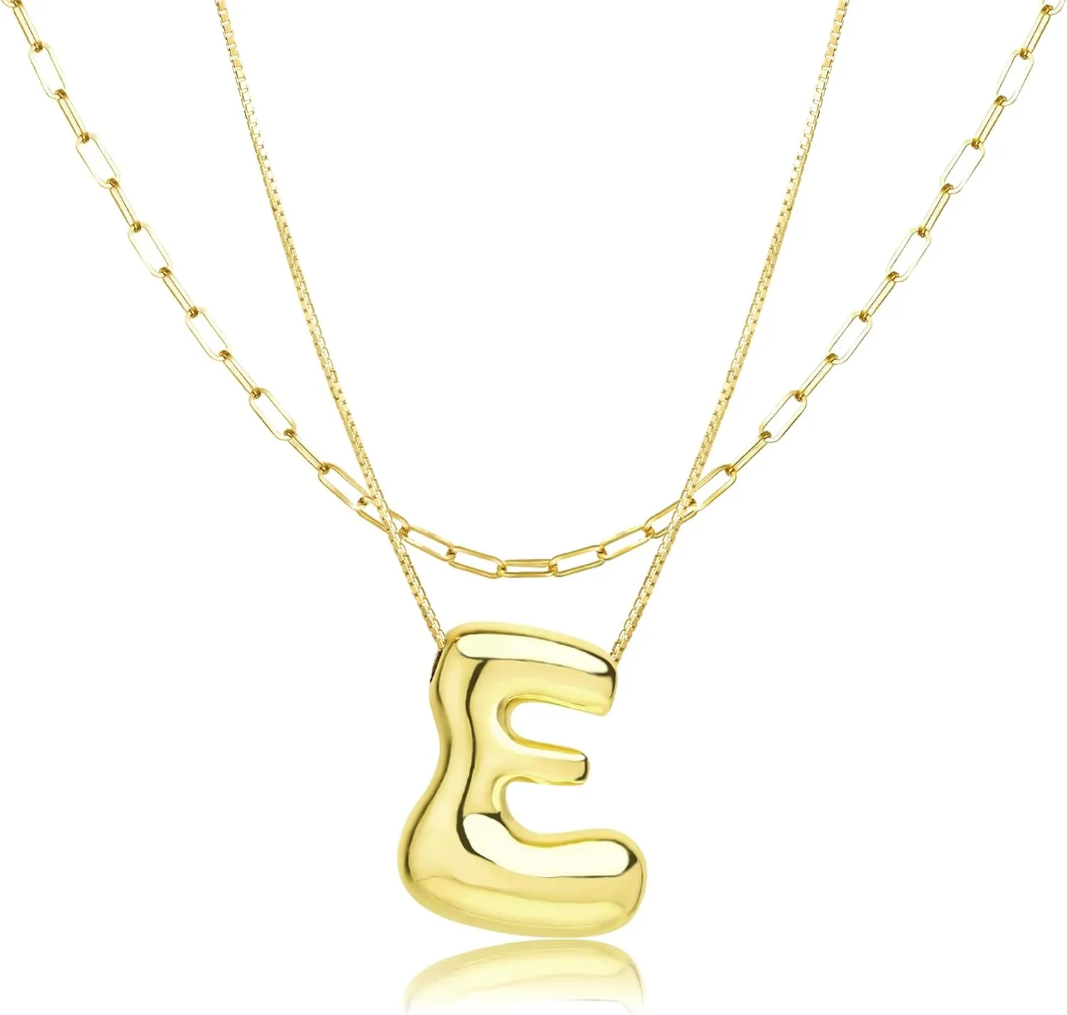 Bubble Letter Necklace Gold for Women,14K Gold Plated Initial Necklaces for Women,Dainty Layered Gold Bubble Letter Necklace Birthday Gifts for Women