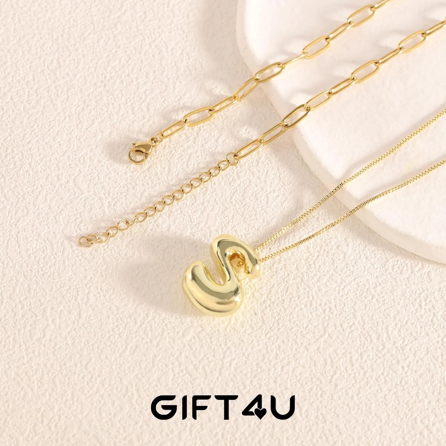 Bubble Letter Necklace Gold for Women,14K Gold Plated Initial Necklaces for Women,Dainty Layered Gold Bubble Letter Necklace Birthday Gifts for Women