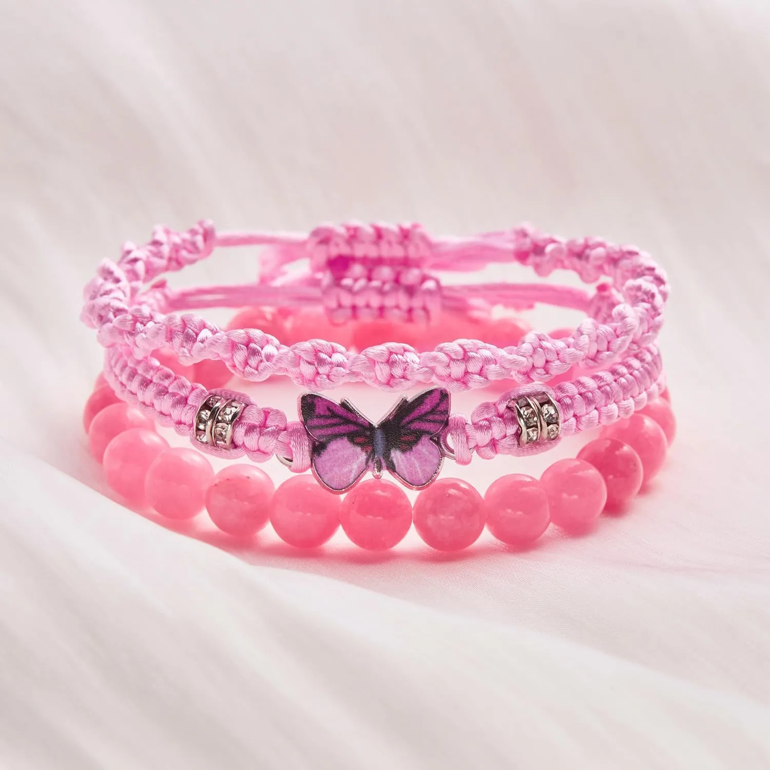 Butterfly Bracelet for Women Blue Stackable Friendship Bracelet Personalized Braided Butterfly Bracelet Crystal Bead Bracelet Cute Butterfly Charm Bracelets Valentine's Day Jewellery for Her Friendship Couple Bracelets