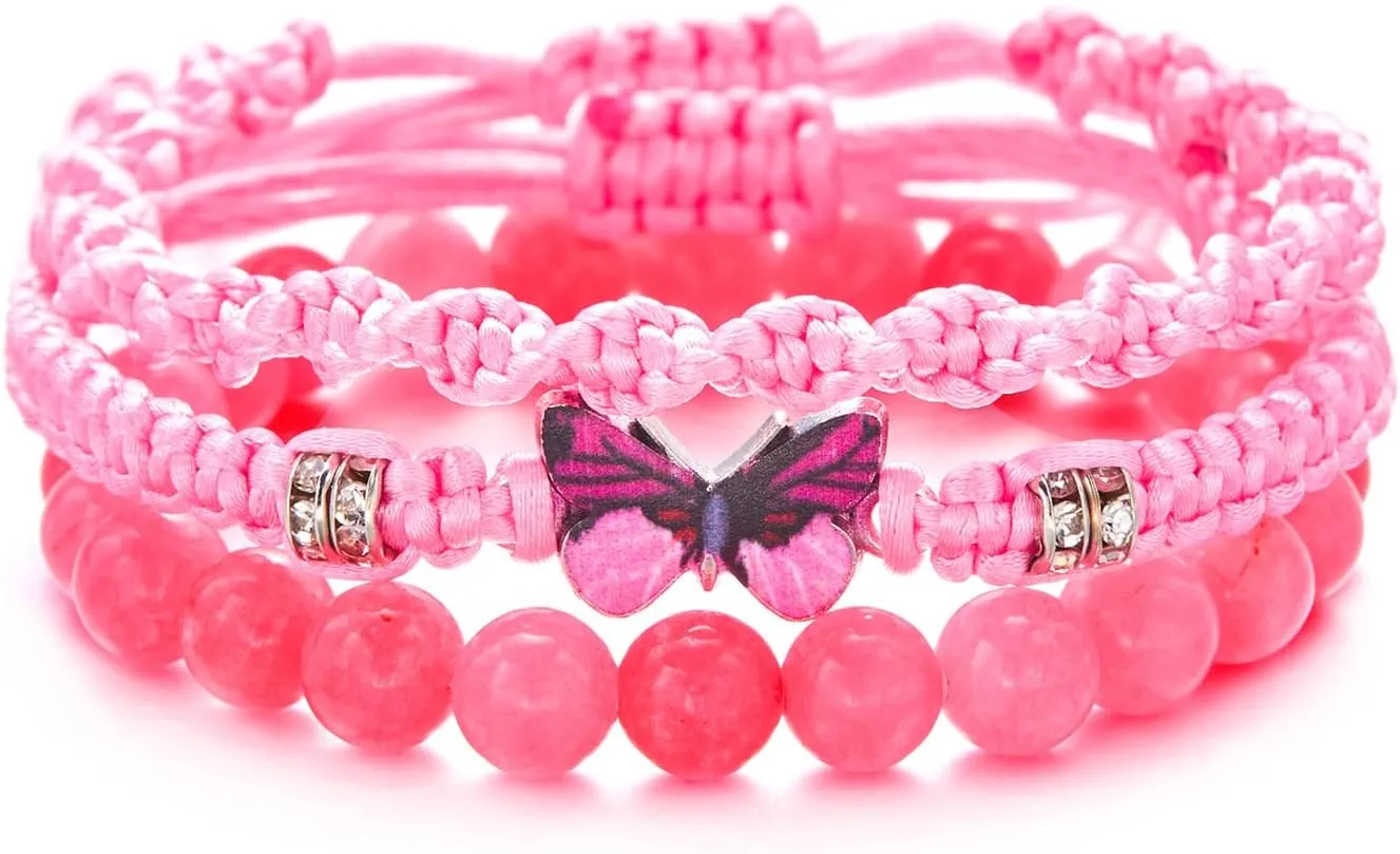 Butterfly Bracelet for Women Blue Stackable Friendship Bracelet Personalized Braided Butterfly Bracelet Crystal Bead Bracelet Cute Butterfly Charm Bracelets Valentine's Day Jewellery for Her Friendship Couple Bracelets