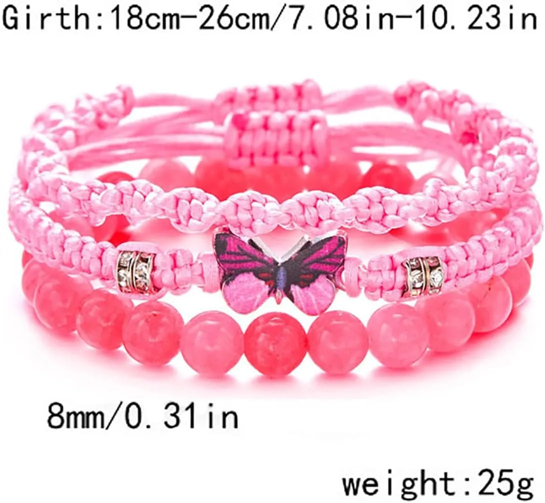 Butterfly Bracelet for Women Blue Stackable Friendship Bracelet Personalized Braided Butterfly Bracelet Crystal Bead Bracelet Cute Butterfly Charm Bracelets Valentine's Day Jewellery for Her Friendship Couple Bracelets
