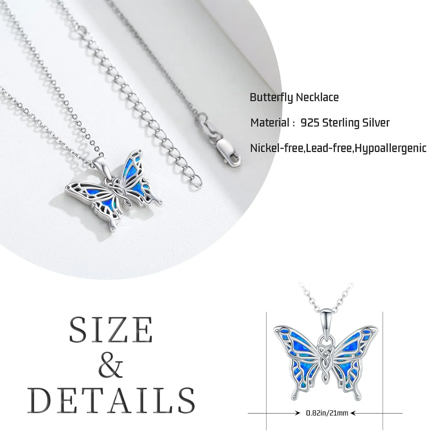 Butterfly Necklaces for Women 925 Sterling Silver Butterfly Jewelry Butterfly Pendant Necklace Gifts for Girlfriend Valentine's Day Christmas