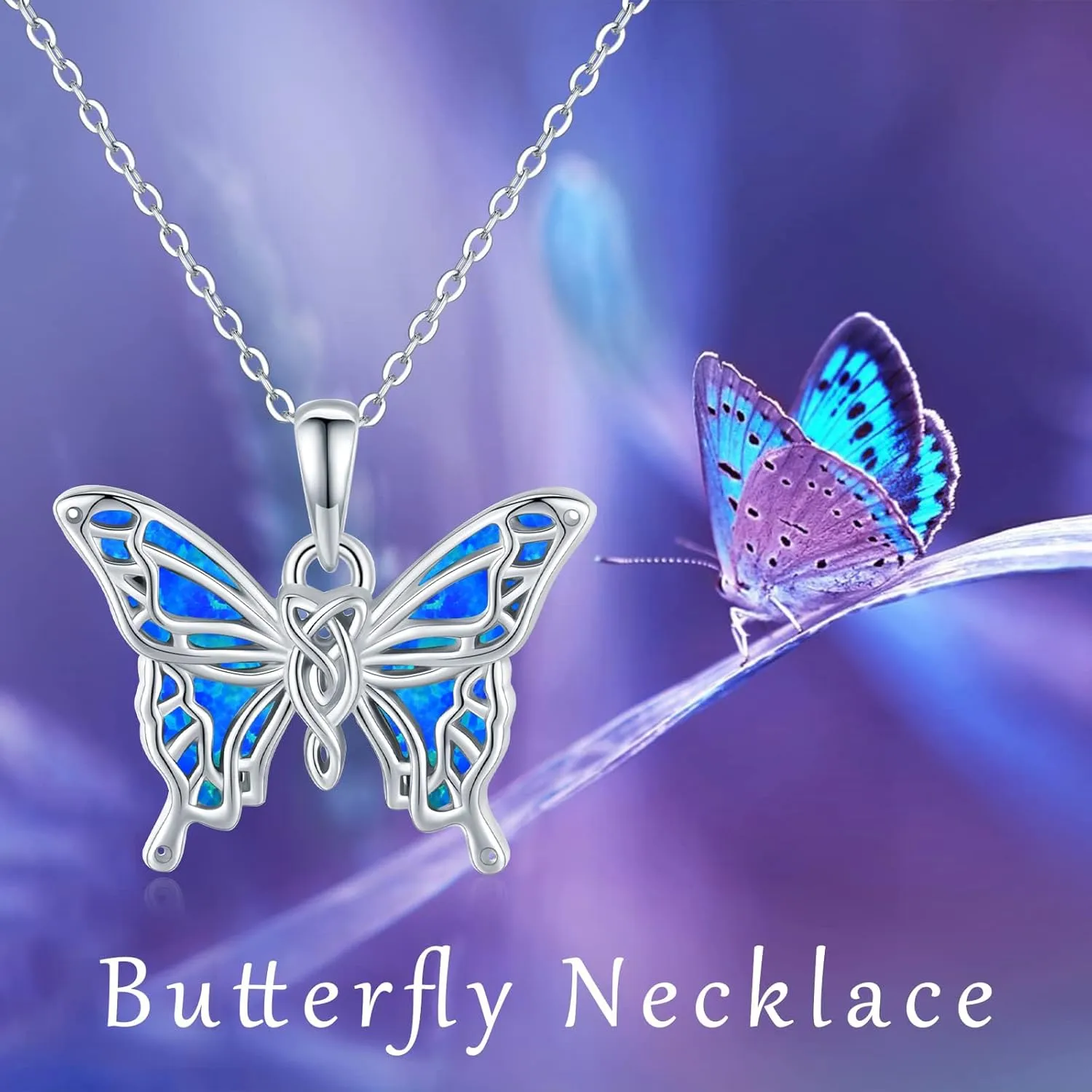 Butterfly Necklaces for Women 925 Sterling Silver Butterfly Jewelry Butterfly Pendant Necklace Gifts for Girlfriend Valentine's Day Christmas
