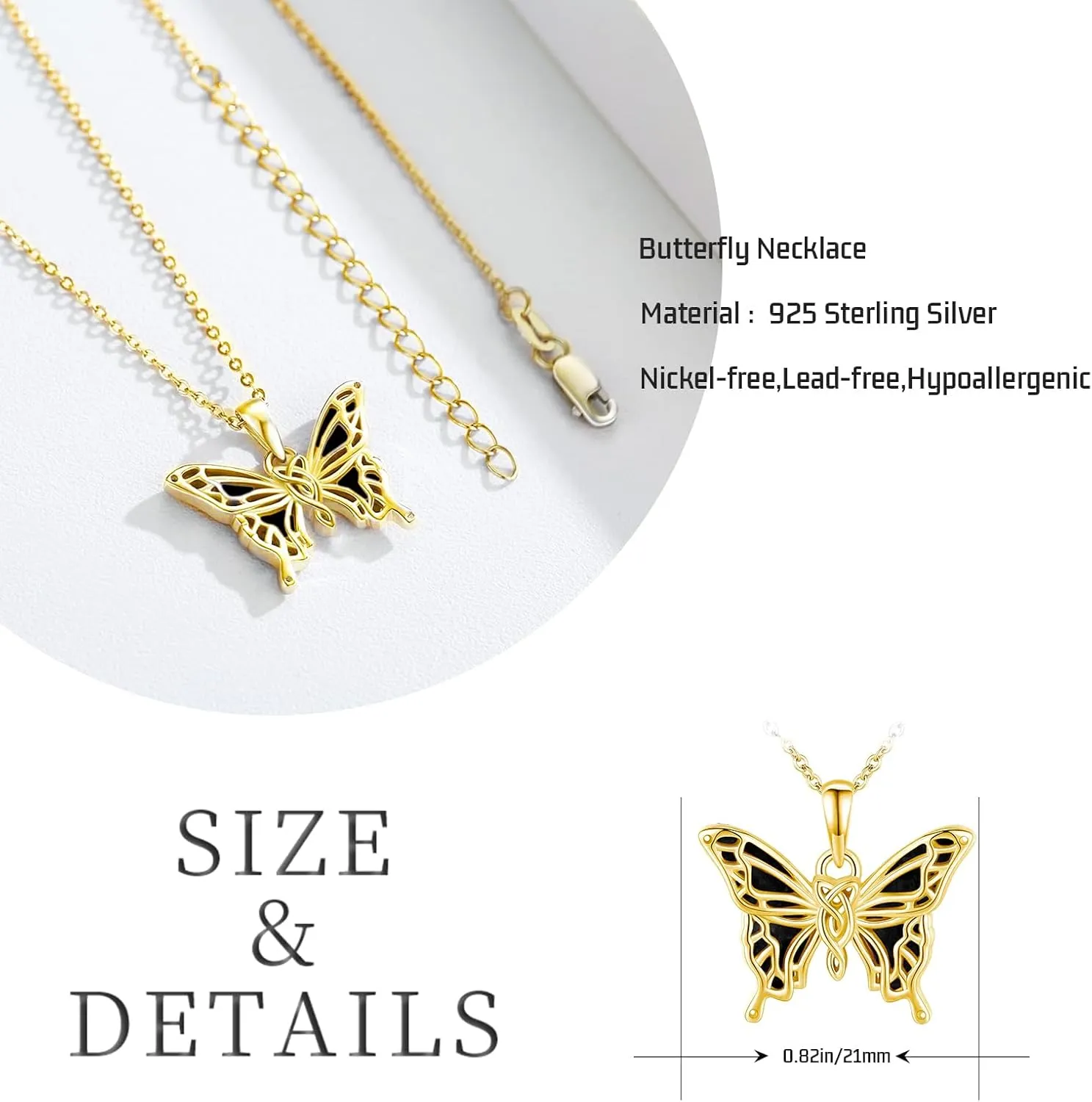 Butterfly Necklaces for Women 925 Sterling Silver Butterfly Jewelry Butterfly Pendant Necklace Gifts for Girlfriend Valentine's Day Christmas