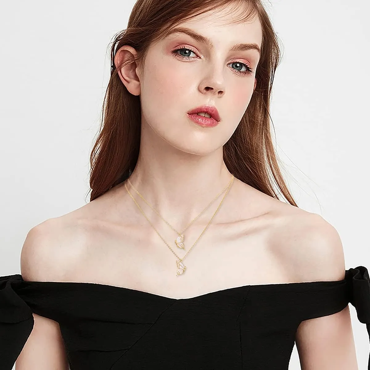 Butterfly Wing Necklace - Sister & Friendship Necklace, Gold Butterfly Design, Two Necklaces in One for Sisters or Best Friends
