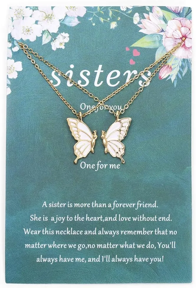 Butterfly Wing Necklace - Sister & Friendship Necklace, Gold Butterfly Design, Two Necklaces in One for Sisters or Best Friends