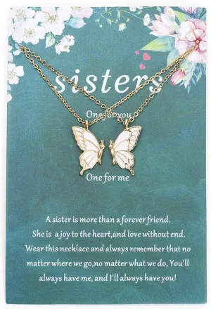 Butterfly Wing Necklace - Sister & Friendship Necklace, Gold Butterfly Design, Two Necklaces in One for Sisters or Best Friends