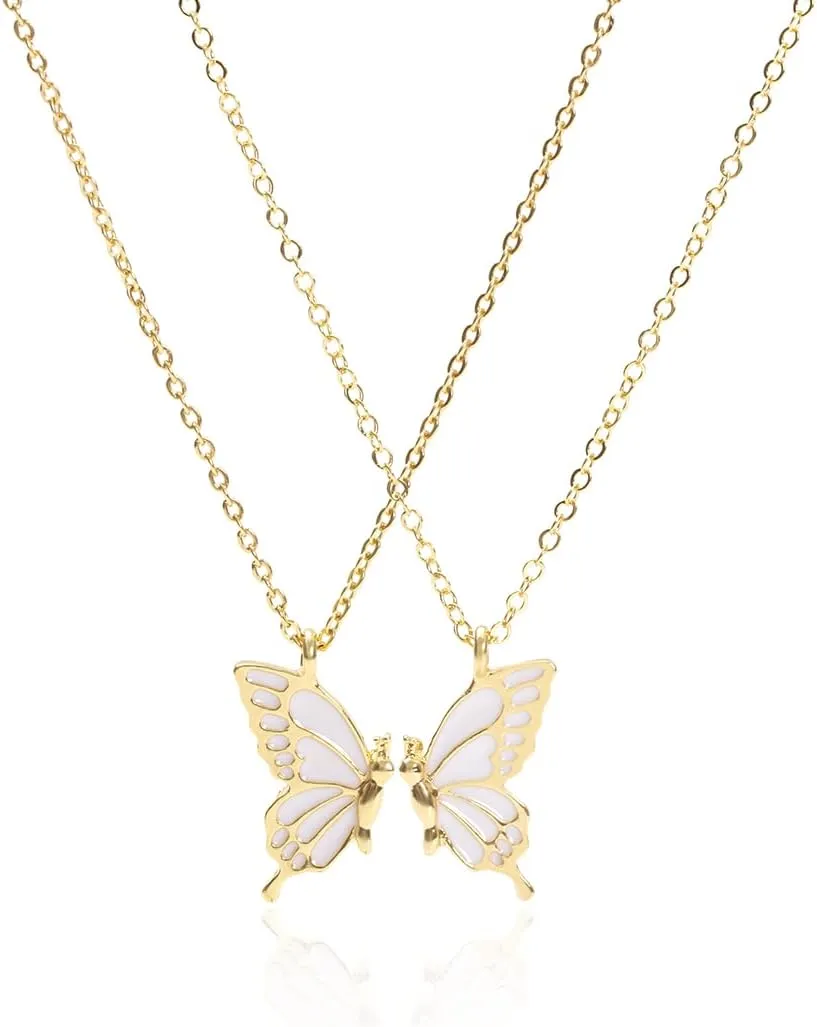 Butterfly Wing Necklace - Sister & Friendship Necklace, Gold Butterfly Design, Two Necklaces in One for Sisters or Best Friends