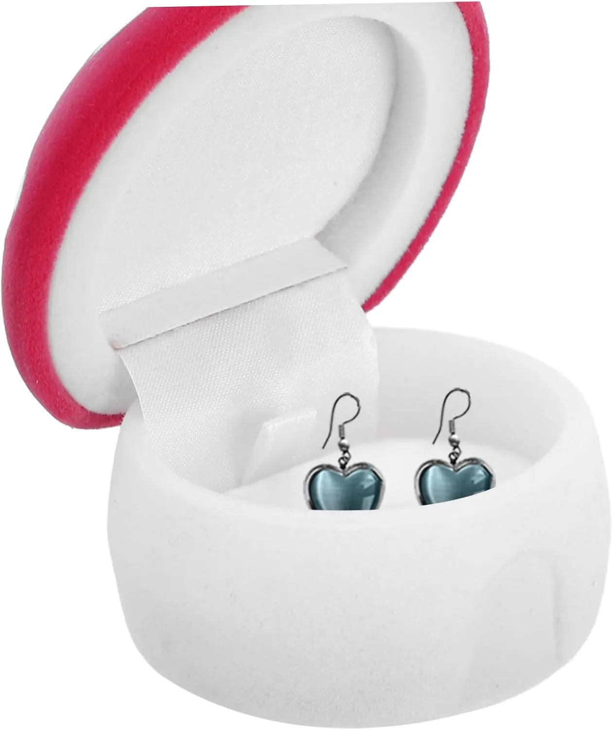 Cabilock 2pcs Box Mushroom Ring Case Jewelry Storage Organizer Flannel Lining and Red Pad for Earrings Rings Necklaces Display