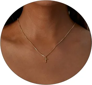 CAROVO Dainty Gold Necklace for Women 14K Plated Layered Chain Necklaces Trible Layering Paper Clip Chain Hammered Disc Link Necklace Shiny Twisted Rope Chain Necklace Jewelry