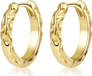 CAROVO Gold/Silver Hoop Earrings for Women, 14K Gold Plated Cute Hoop Earrings Dainty Gold Earrings Lightweight Hypoallergenic Paperclip Twist Rope Hammered Diamond Small Gold Earrings Jewelry Gifts for Women