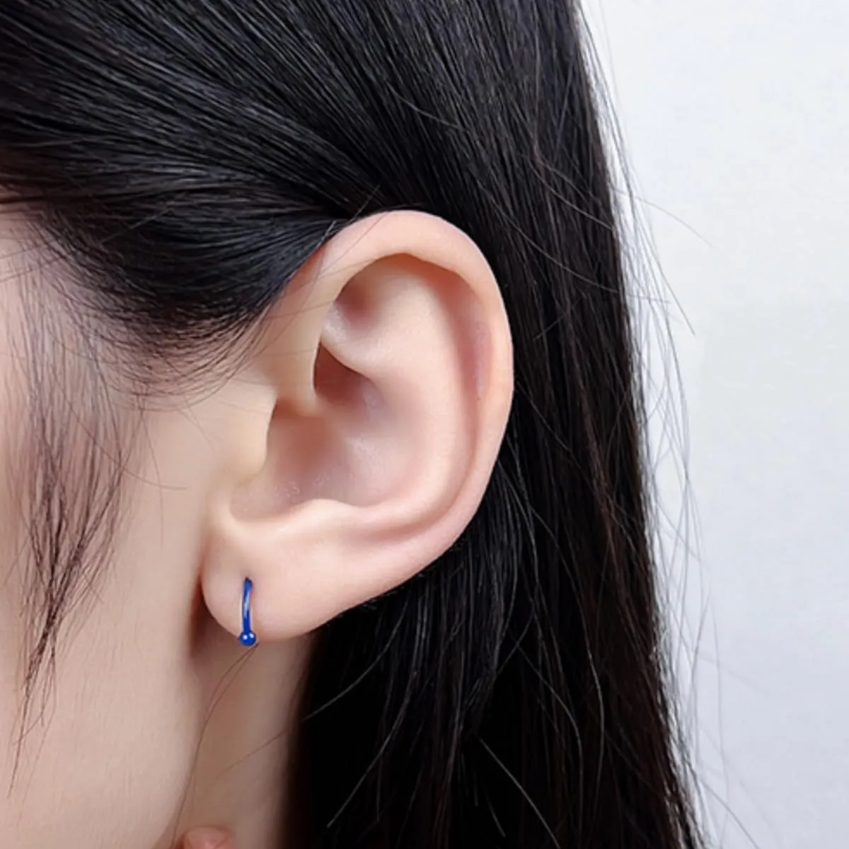Ceramic Stud Half Hoop Earrings for Cartilage Women Sensitive Ears Sterling Silver Cuff Wrap Minimalist Huggie earrings Nose Ring Hypoallergenic Gifts