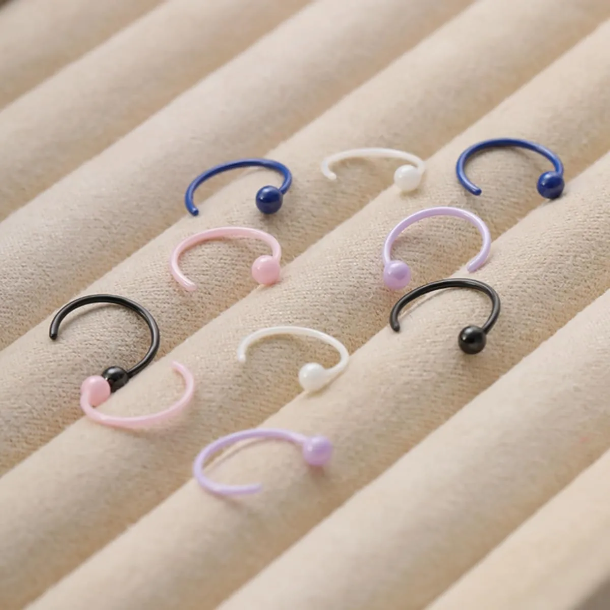 Ceramic Stud Half Hoop Earrings for Cartilage Women Sensitive Ears Sterling Silver Cuff Wrap Minimalist Huggie earrings Nose Ring Hypoallergenic Gifts