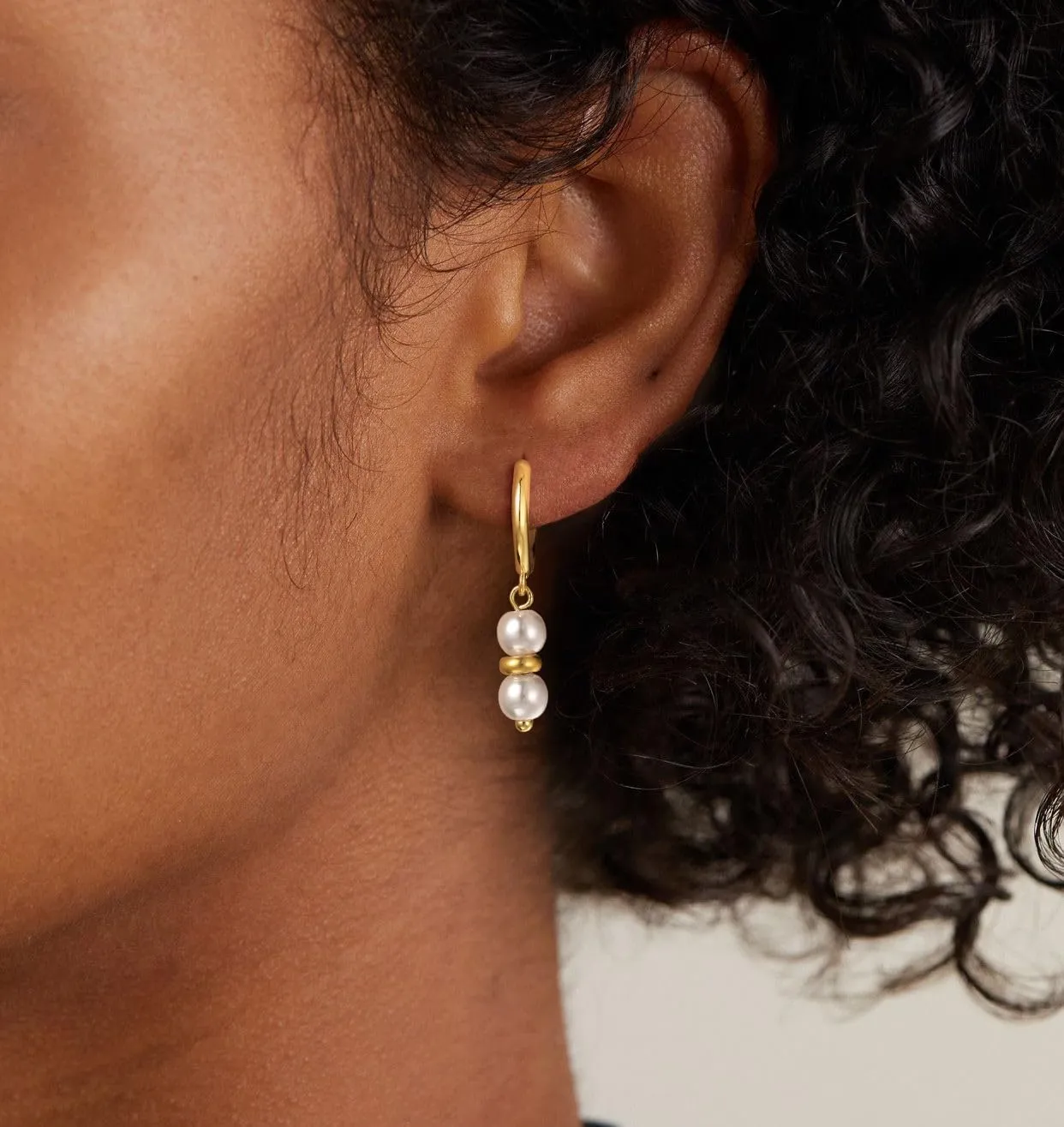 CHESKY Dainty Pearl Earrings for Women Trendy, Hypoallergenic Gold Plated Pearl Huggie Hoop Earrings for Women Non Tarnish, Cute 14K Gold Bridal Dangle Earrings for Wedding Jewelry
