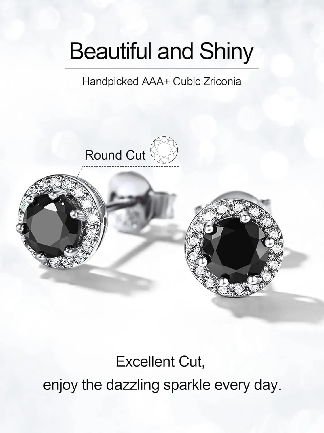 ChicSilver 925 Sterling Silver Heart/Round/Pear/Emerald Cut Birthstone Halo Stud Earrings for Women Birthday Jewelry (with Gift Box)