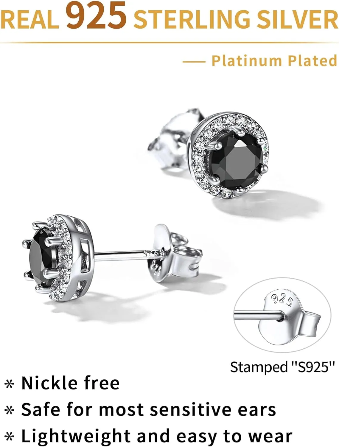 ChicSilver 925 Sterling Silver Heart/Round/Pear/Emerald Cut Birthstone Halo Stud Earrings for Women Birthday Jewelry (with Gift Box)
