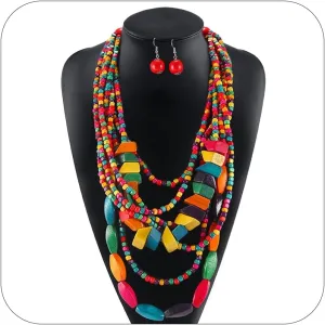 choice of all African Jewelry for Women African Necklace Earrings Set for Black Women Chunky Beaded Necklaces Juneteenth Shirts Outfit Accessories
