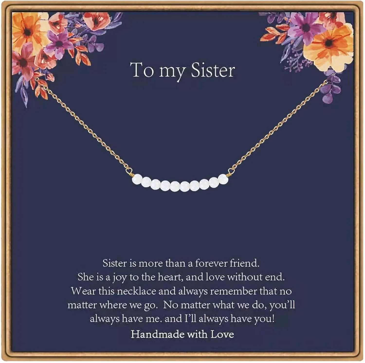 Christmas Gifts for Women - Pearl Necklace, Dainty 14K Gold Pearl Necklaces for Mom Sister Daughter Niece Grandmother Cousin Teacher