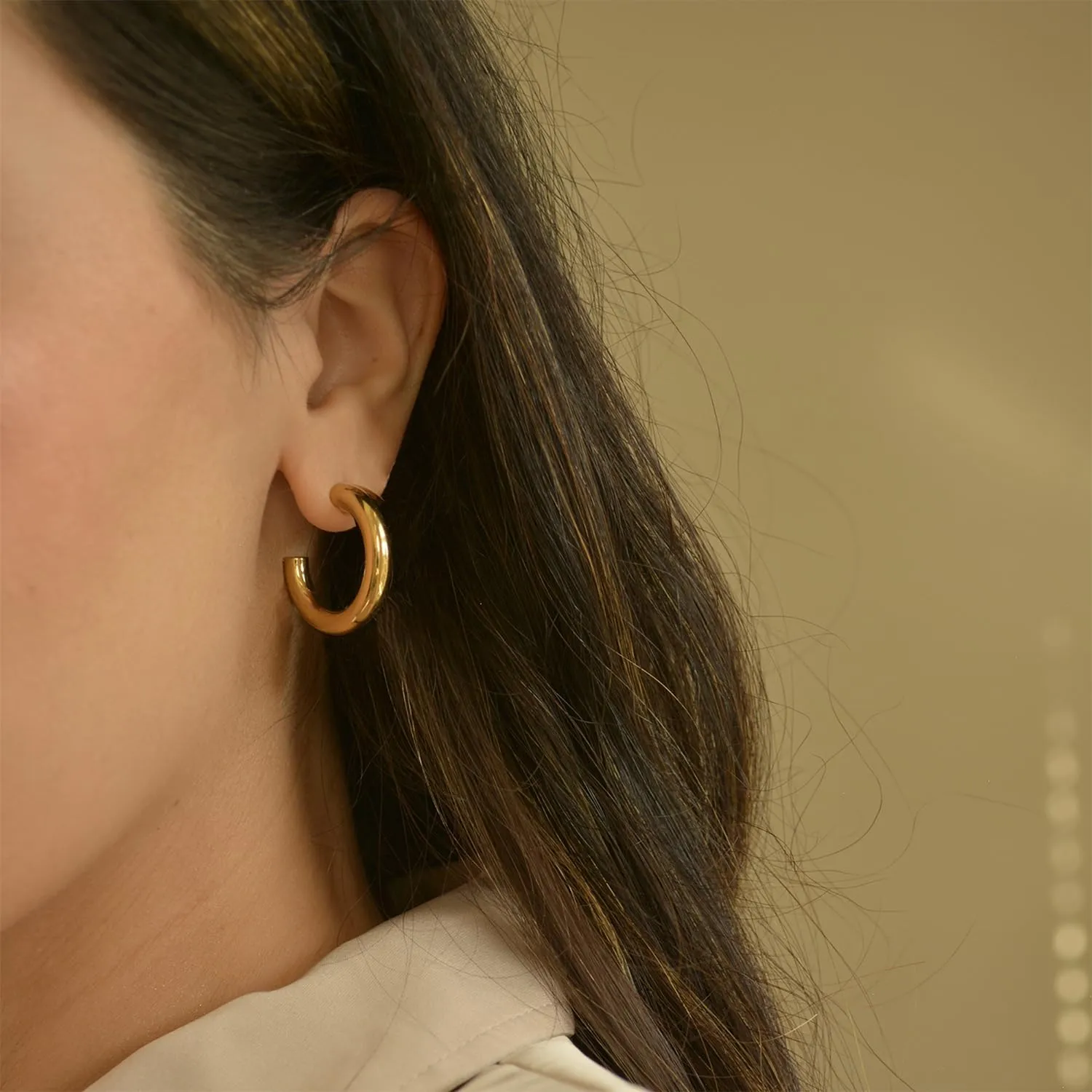Chunky Gold Hoops Earrings for Women Trendy 14K Gold Plated Earrings Cute Huggie Hoops Hypoallergenic Earrings Jewelry Set Birthday Mom Gifts for Women