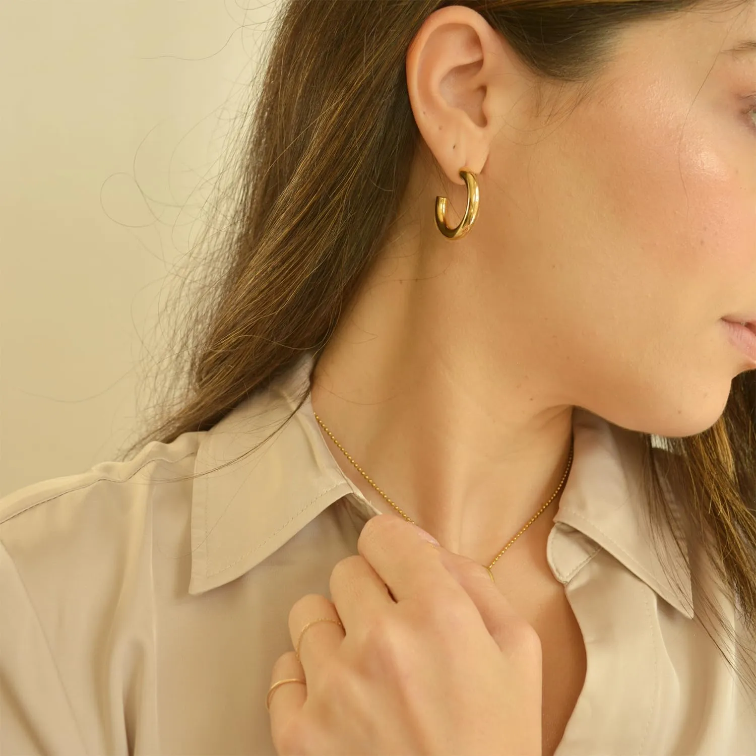 Chunky Gold Hoops Earrings for Women Trendy 14K Gold Plated Earrings Cute Huggie Hoops Hypoallergenic Earrings Jewelry Set Birthday Mom Gifts for Women