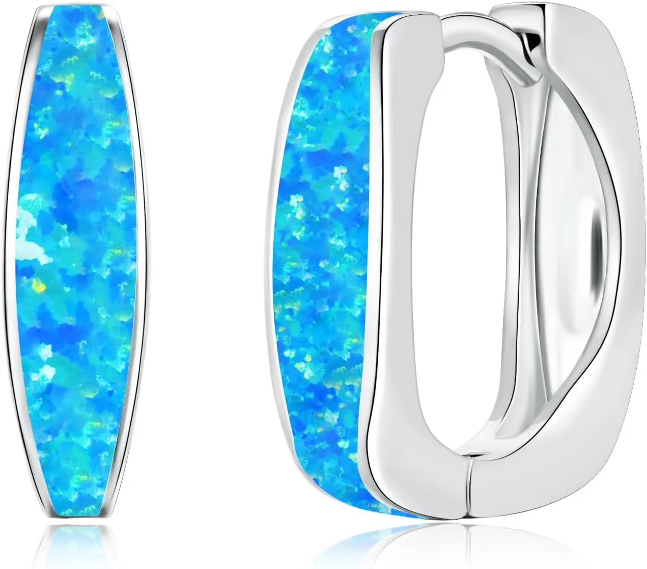CiNily Huggie Hoop Earrings for Women Hypoallergenic, Square Opal Hinged Hoop Earrings, 14K Gold Plated Chunky Gold Hoop Earrings for Sensitive Ears Lightweight Jewelry for Christmas Gifts