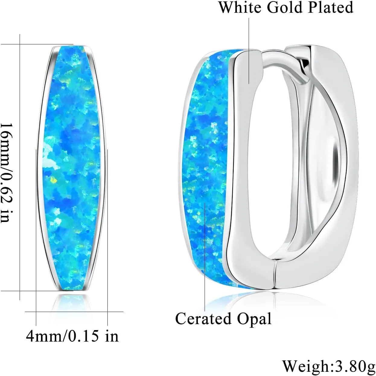 CiNily Huggie Hoop Earrings for Women Hypoallergenic, Square Opal Hinged Hoop Earrings, 14K Gold Plated Chunky Gold Hoop Earrings for Sensitive Ears Lightweight Jewelry for Christmas Gifts