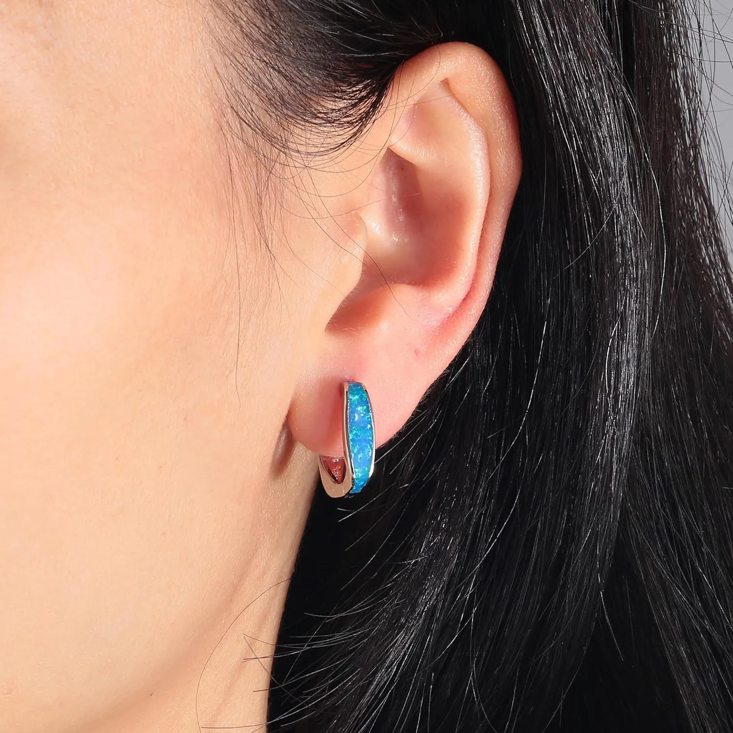 CiNily Huggie Hoop Earrings for Women Hypoallergenic, Square Opal Hinged Hoop Earrings, 14K Gold Plated Chunky Gold Hoop Earrings for Sensitive Ears Lightweight Jewelry for Christmas Gifts