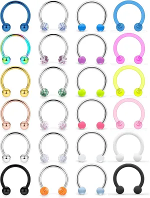 Cisyozi 16G 14G Septum Rings 316L Surgical Steel Lip Rings Septum Nose Rings Horseshoes Cartilage Helix Tragus Rook Daith Earrings Hoop Smiley Piercing Jewelry for Women Men 8mm 10mm
