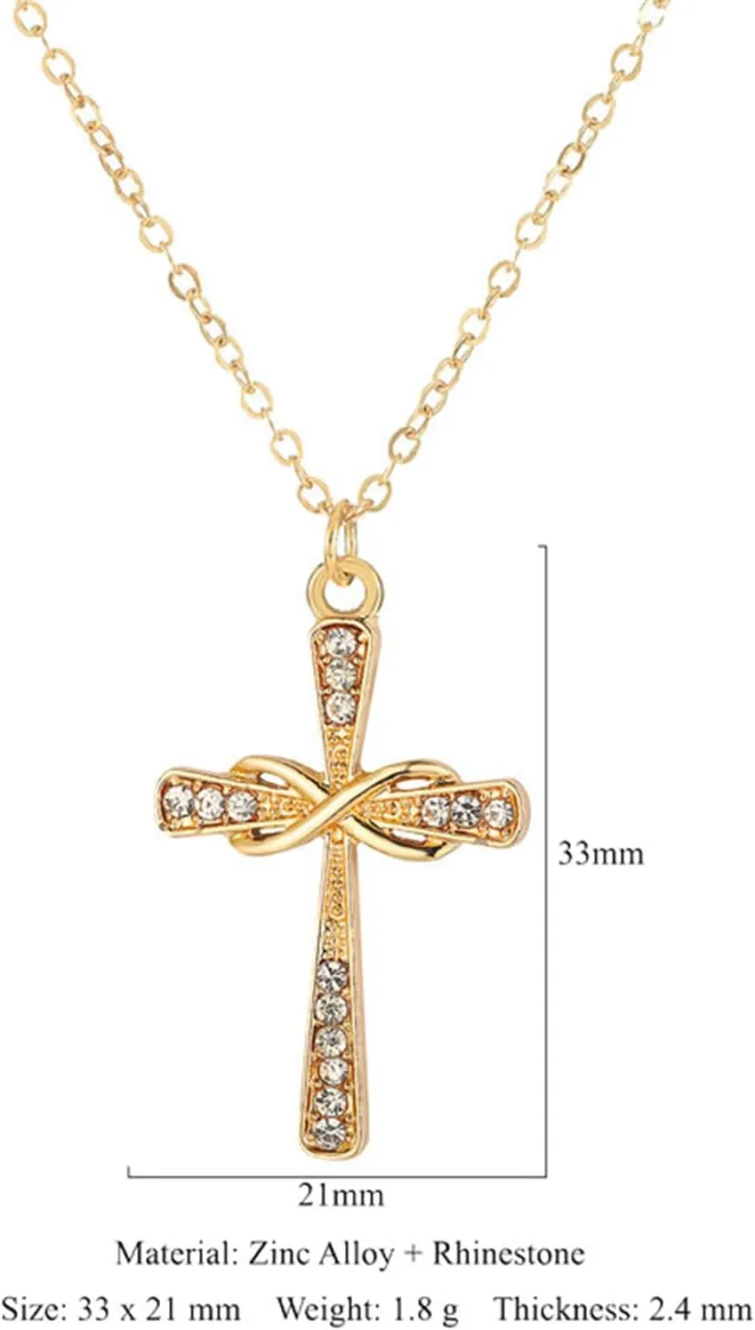 coadipress 14K Gold Plated Cubic Zirconia Cross Necklace for Women Cross Faith Pendant Necklaces Dainty Fashion Cross Necklace Trendy Crucifix Necklace Religious Christian Faith Necklace Jewelry