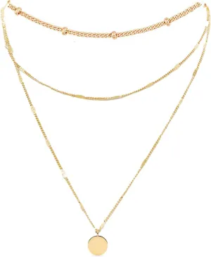 Coin Layered Gold Necklace for Women, Dainty Gold Pendant Necklaces for Women Simple Disc Jewelry