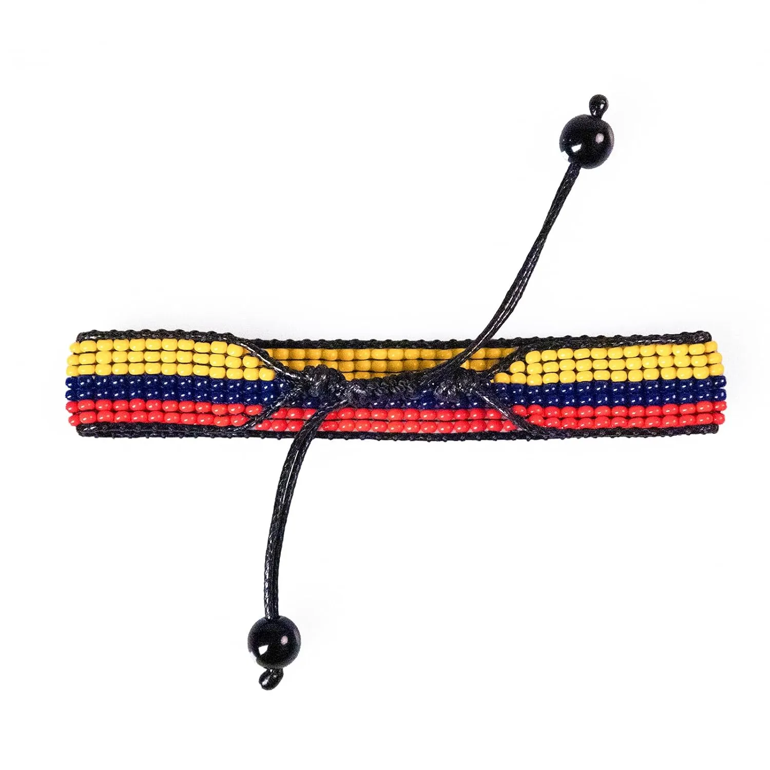 Colombia Flag Bracelet: Handmade Bracelet,Adjustable Beaded Boho-Style Rope Bangle with Patriotic Design