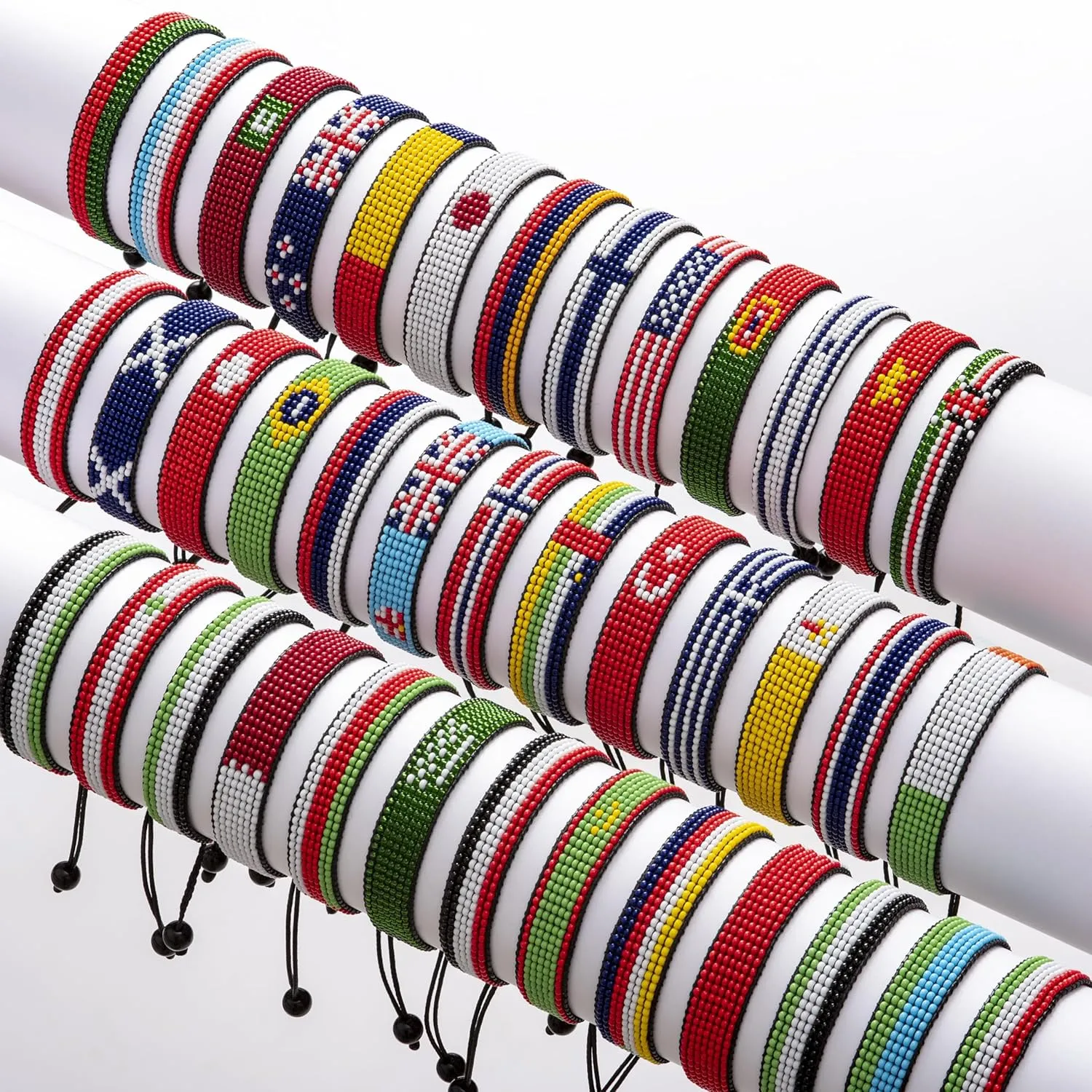 Colombia Flag Bracelet: Handmade Bracelet,Adjustable Beaded Boho-Style Rope Bangle with Patriotic Design
