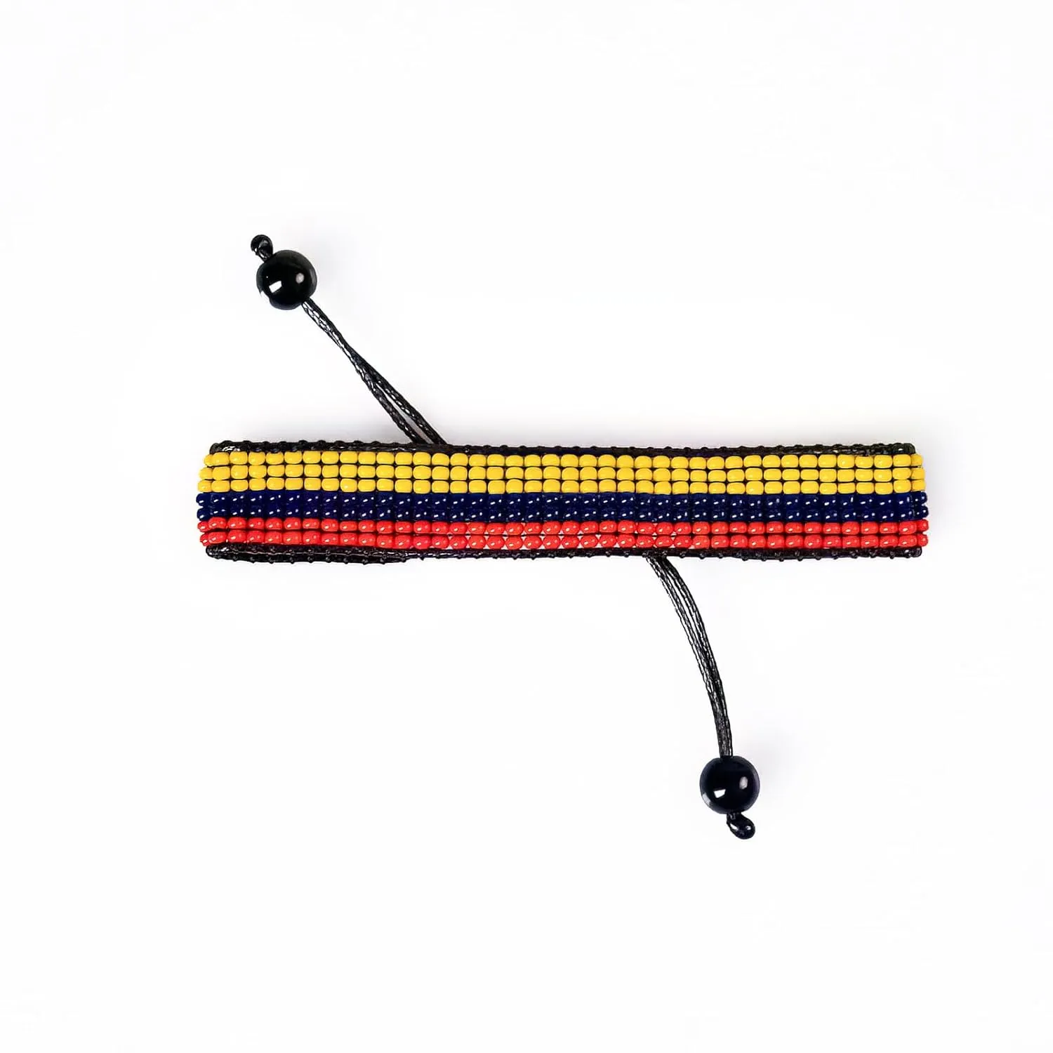 Colombia Flag Bracelet: Handmade Bracelet,Adjustable Beaded Boho-Style Rope Bangle with Patriotic Design