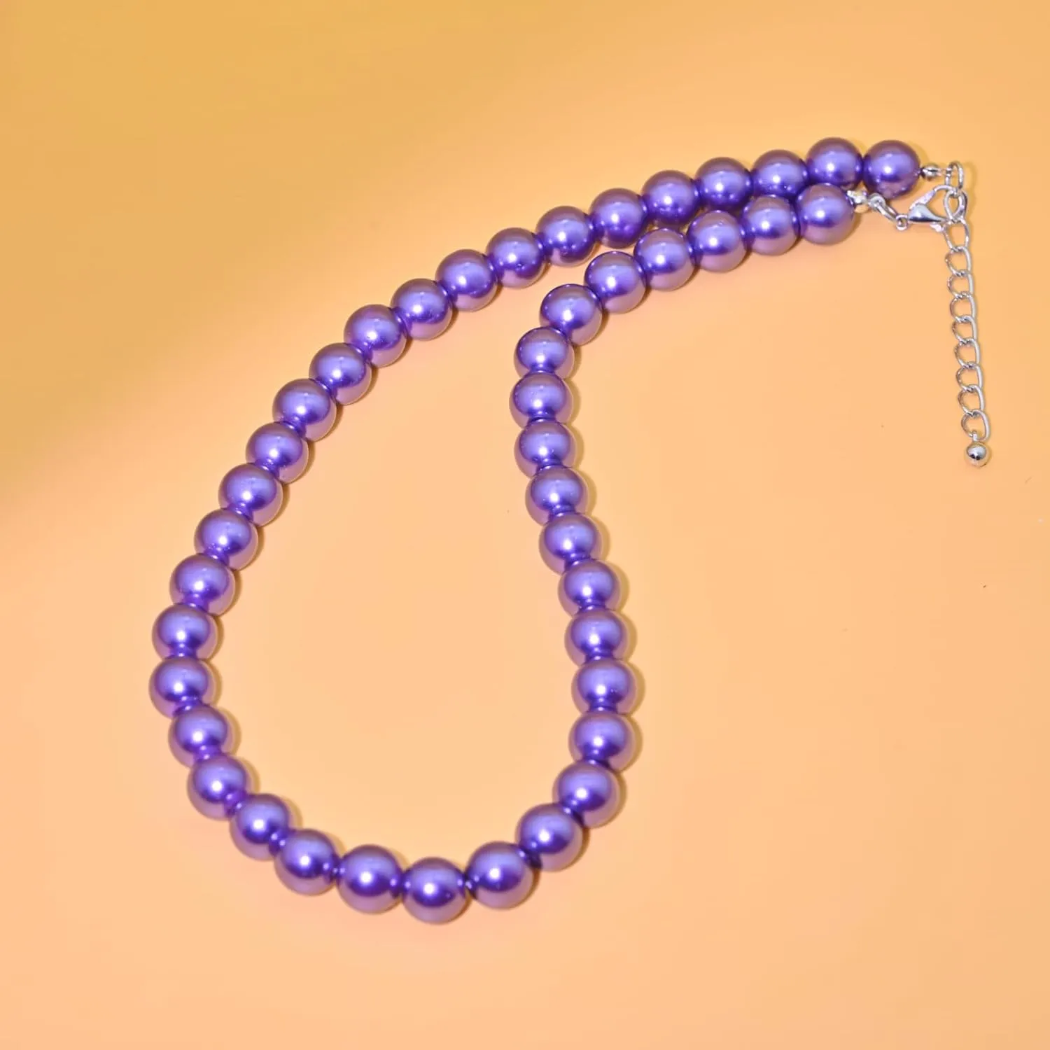 Colorful Mood Choker Baroque Bead Imitation Pearls Necklace, Women, Adults Simple Silver Dainty Pearl Necklaces for easy match