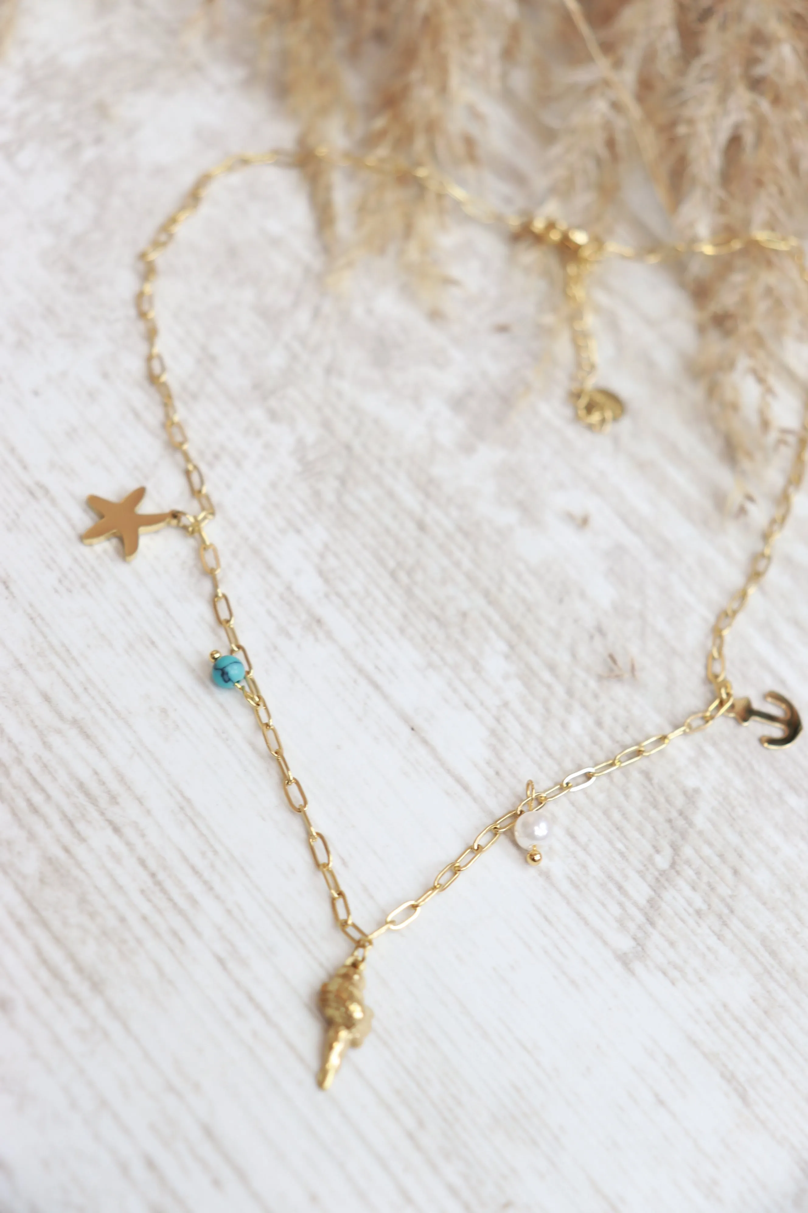 Conch shell charm necklace