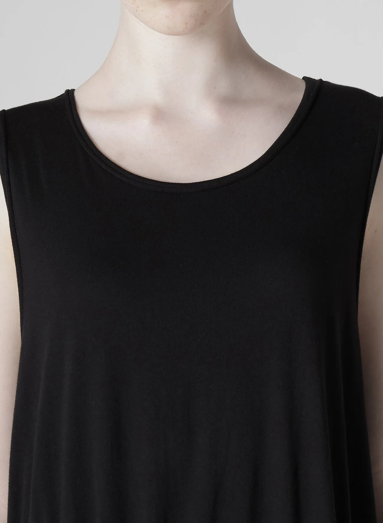 COTTON JERSEY CHAIN STITCH SLEEVELESS DRESS