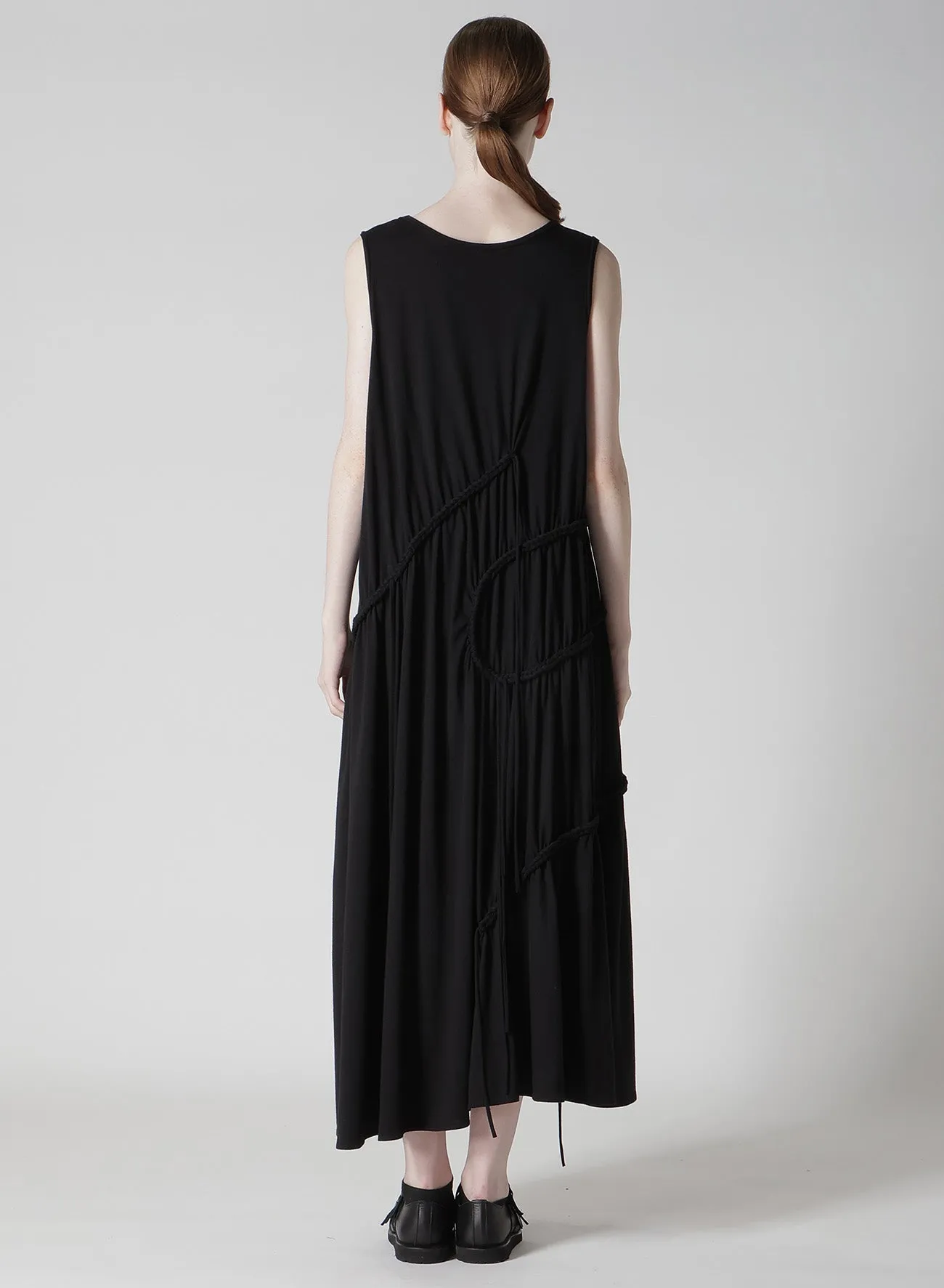 COTTON JERSEY CHAIN STITCH SLEEVELESS DRESS