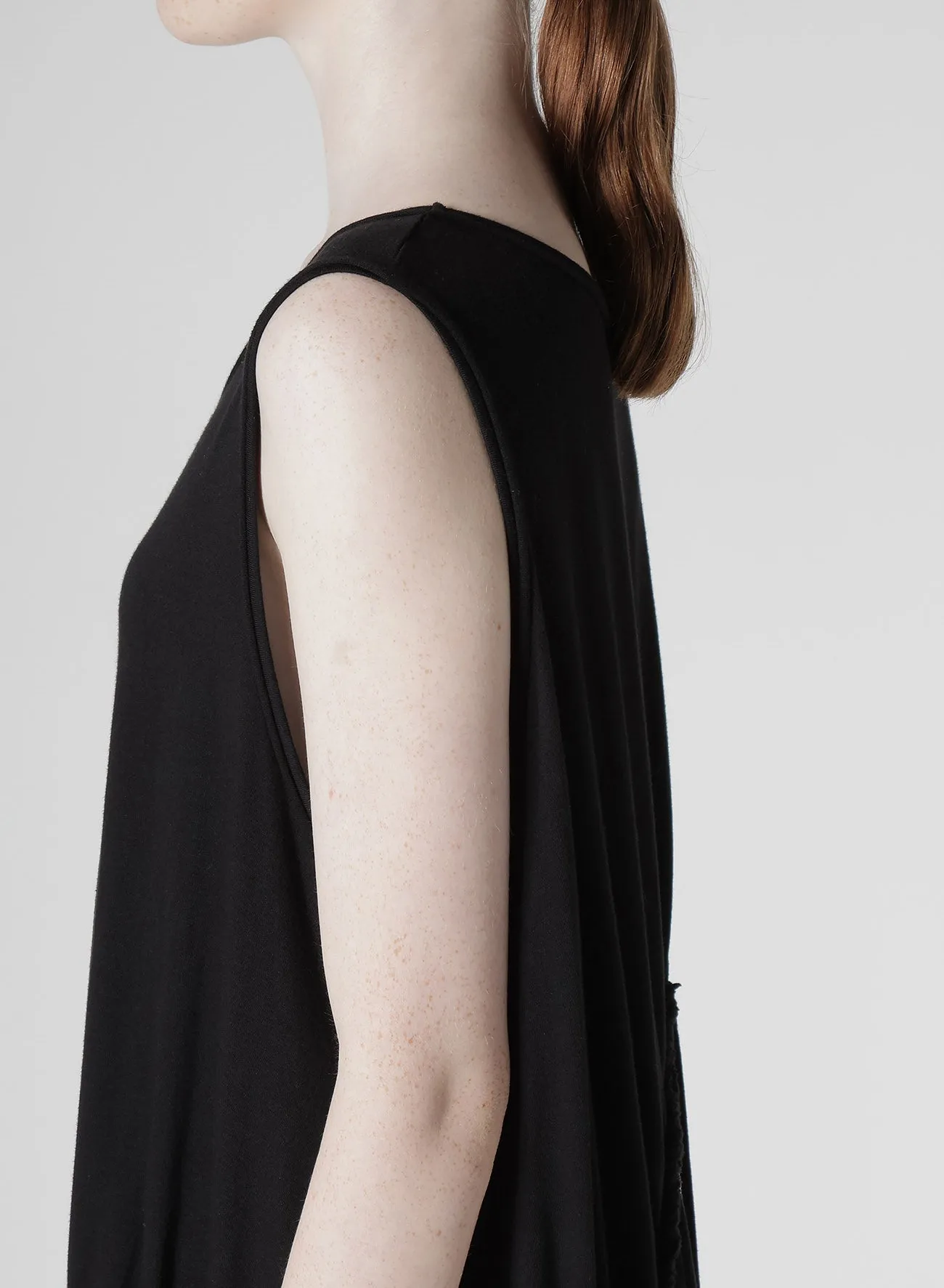 COTTON JERSEY CHAIN STITCH SLEEVELESS DRESS
