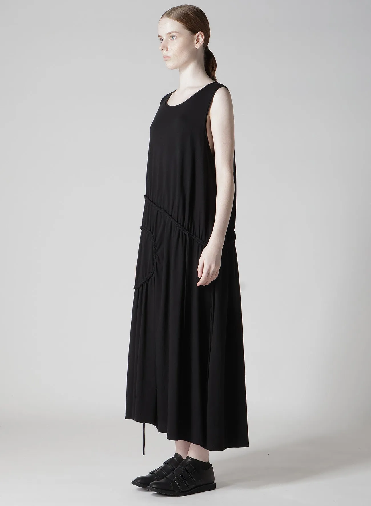 COTTON JERSEY CHAIN STITCH SLEEVELESS DRESS