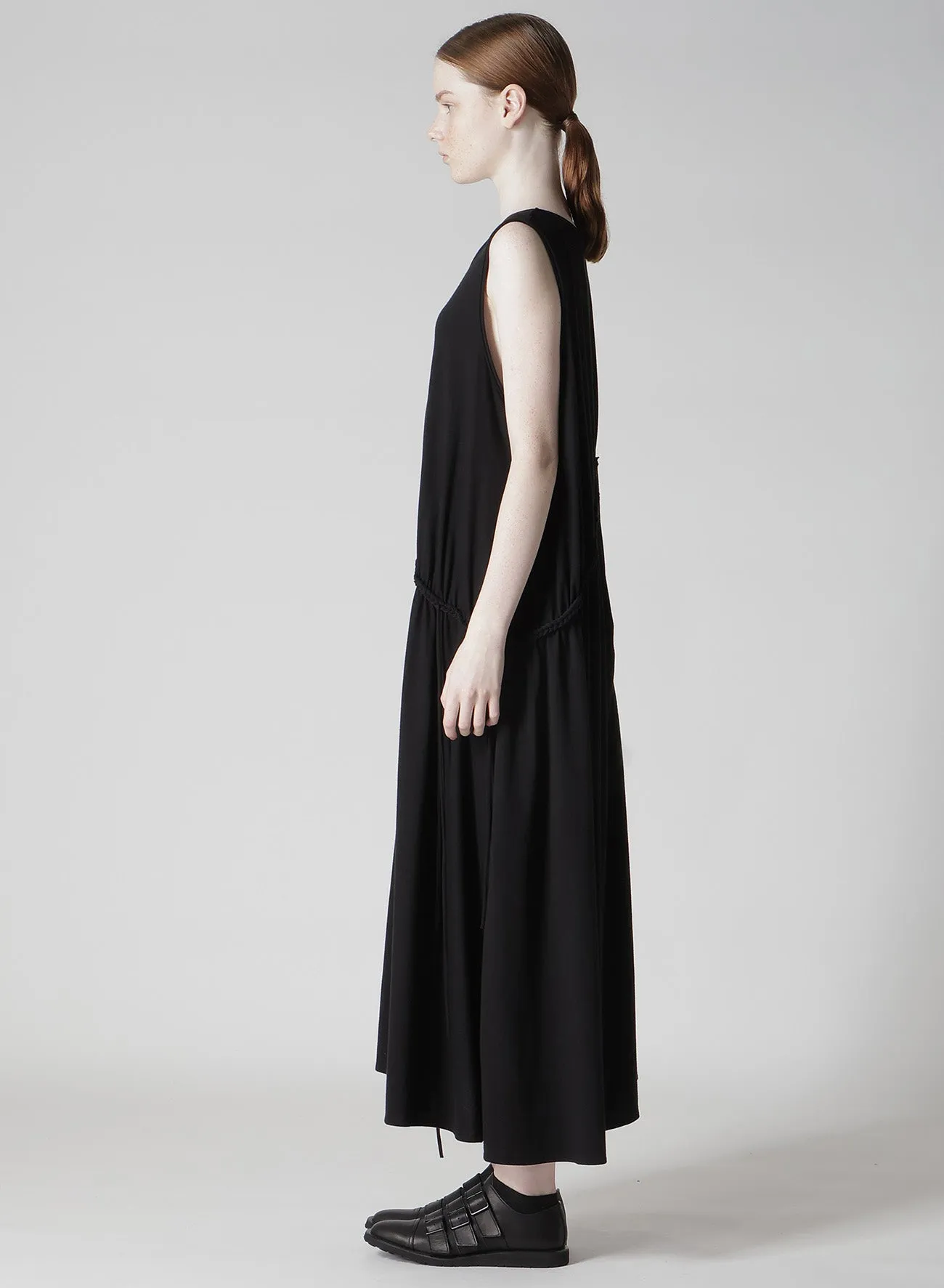 COTTON JERSEY CHAIN STITCH SLEEVELESS DRESS